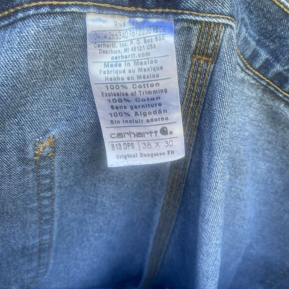 Carhartt Jeans Mens 38x30 Blue Denim B13 DPS Original‎ Dungaree Fit Workwear - Picture 4 of 4